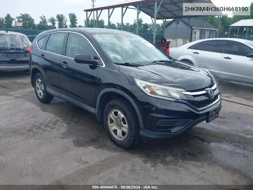 2016 Honda Cr-V Lx VIN: 2HKRM4H36GH668190 Lot: 40044478