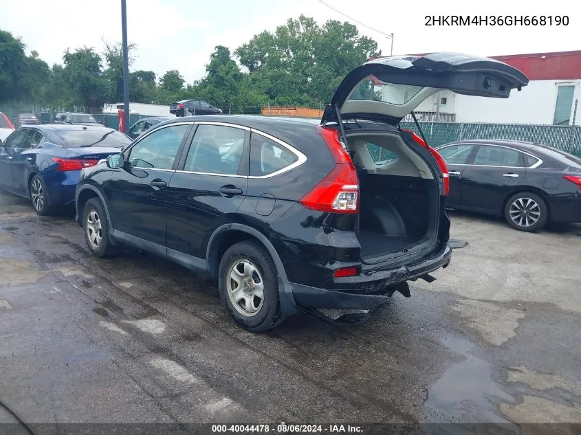 2016 Honda Cr-V Lx VIN: 2HKRM4H36GH668190 Lot: 40044478