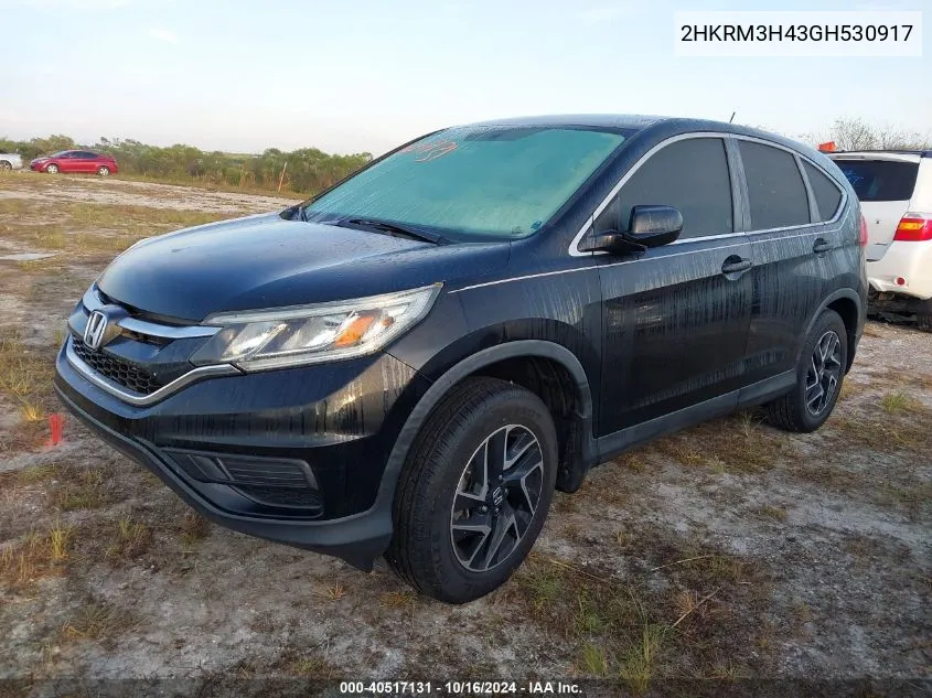 2016 Honda Cr-V Se VIN: 2HKRM3H43GH530917 Lot: 40517131