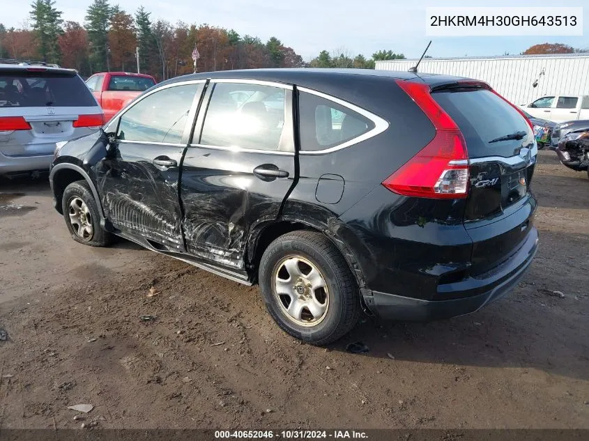 2016 Honda Cr-V Lx VIN: 2HKRM4H30GH643513 Lot: 40652046