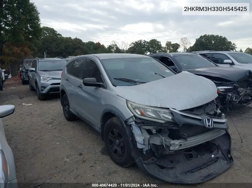 2016 Honda Cr-V Lx VIN: 2HKRM3H33GH545425 Lot: 40674420