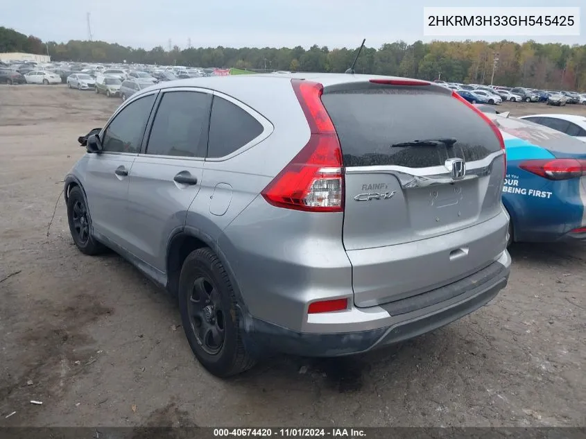 2016 Honda Cr-V Lx VIN: 2HKRM3H33GH545425 Lot: 40674420