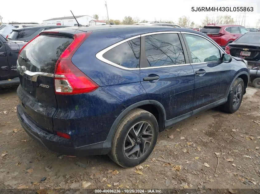 5J6RM4H43GL055863 2016 Honda Cr-V Se