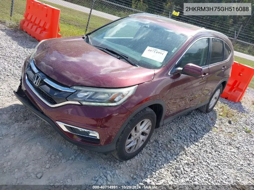 2016 Honda Cr-V Ex-L VIN: 2HKRM3H75GH516088 Lot: 40714991