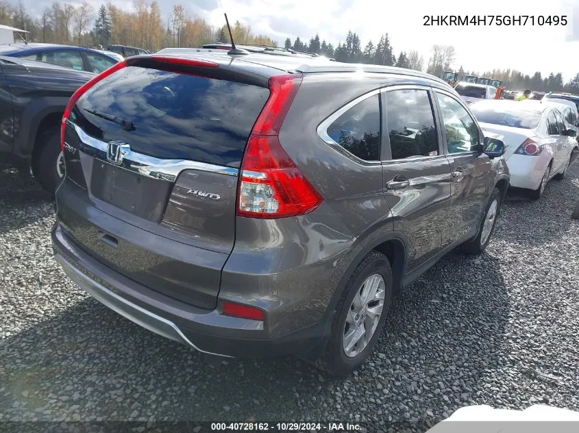 2016 Honda Cr-V Ex-L VIN: 2HKRM4H75GH710495 Lot: 40728162