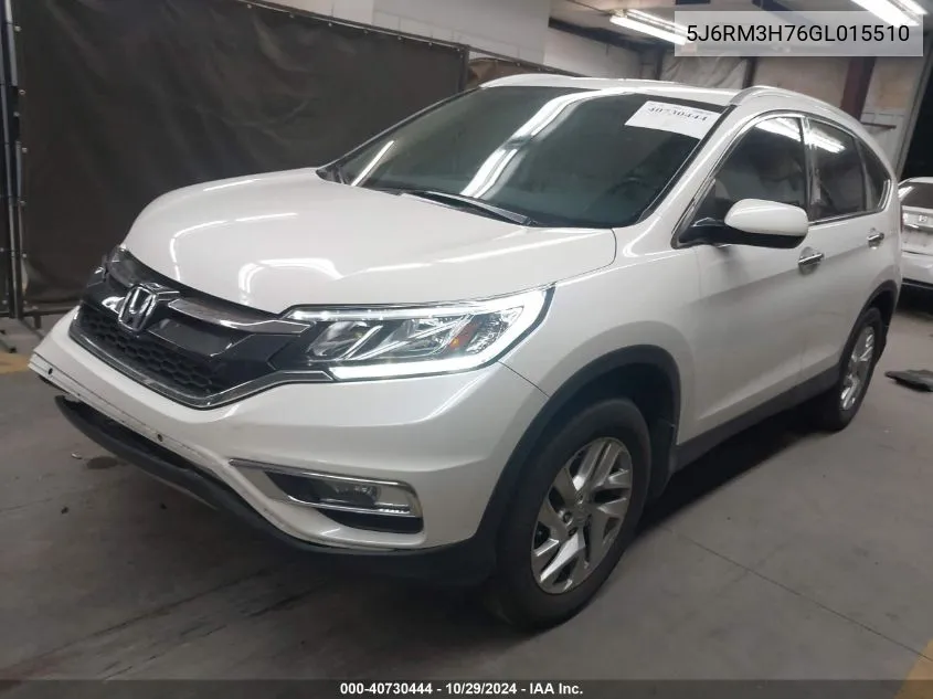 2016 Honda Cr-V Ex-L VIN: 5J6RM3H76GL015510 Lot: 40730444