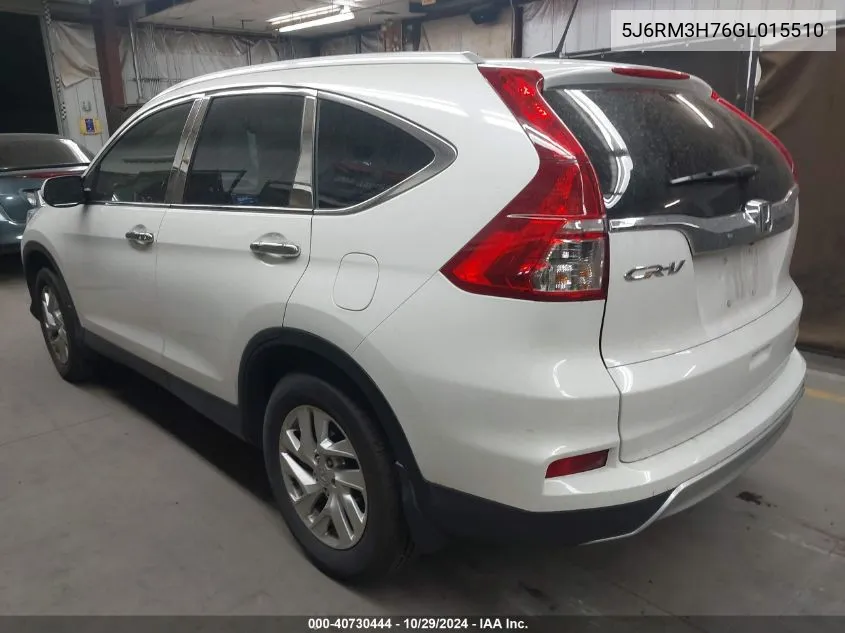 2016 Honda Cr-V Ex-L VIN: 5J6RM3H76GL015510 Lot: 40730444