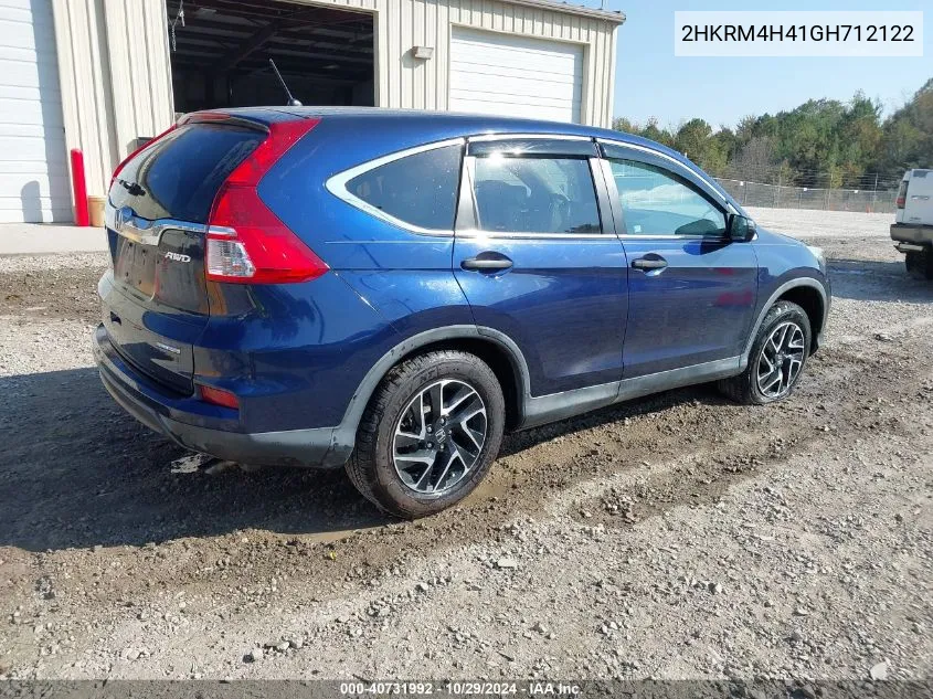 2016 Honda Cr-V Se VIN: 2HKRM4H41GH712122 Lot: 40731992