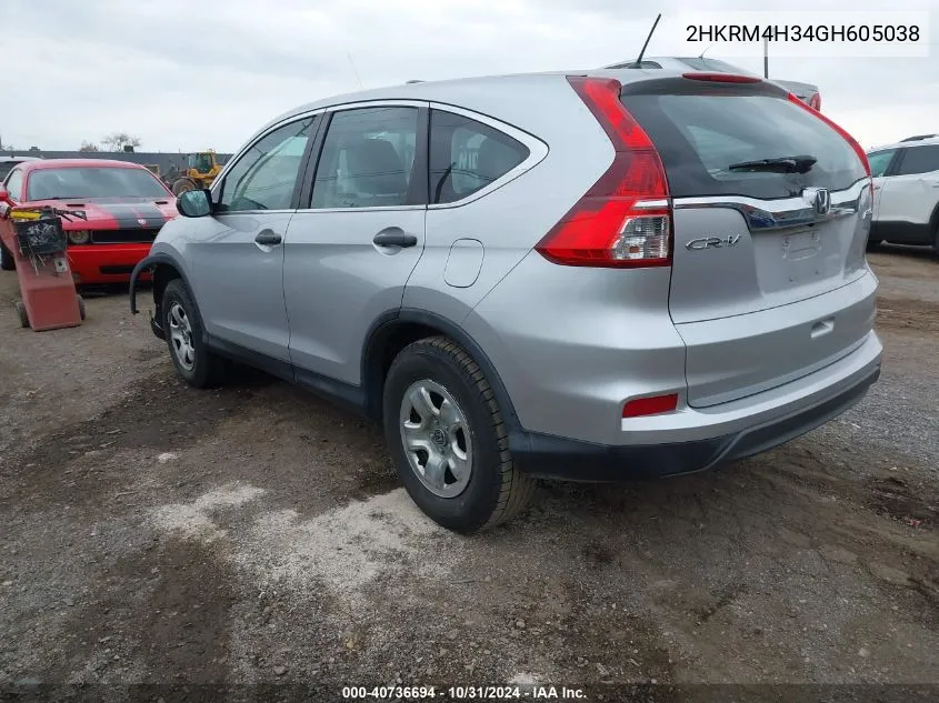 2016 Honda Cr-V Lx VIN: 2HKRM4H34GH605038 Lot: 40736694