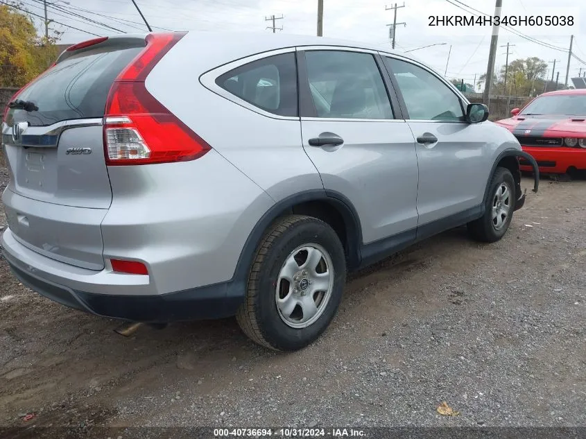 2016 Honda Cr-V Lx VIN: 2HKRM4H34GH605038 Lot: 40736694