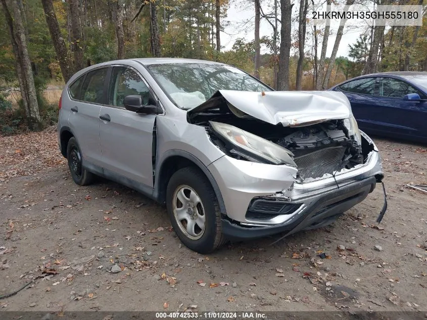 2016 Honda Cr-V Lx VIN: 2HKRM3H35GH555180 Lot: 40742533