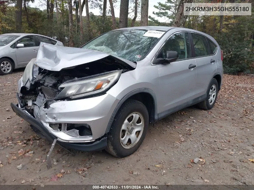 2016 Honda Cr-V Lx VIN: 2HKRM3H35GH555180 Lot: 40742533