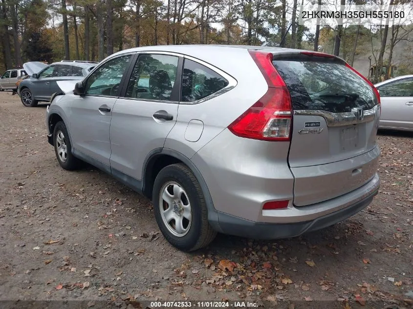 2016 Honda Cr-V Lx VIN: 2HKRM3H35GH555180 Lot: 40742533