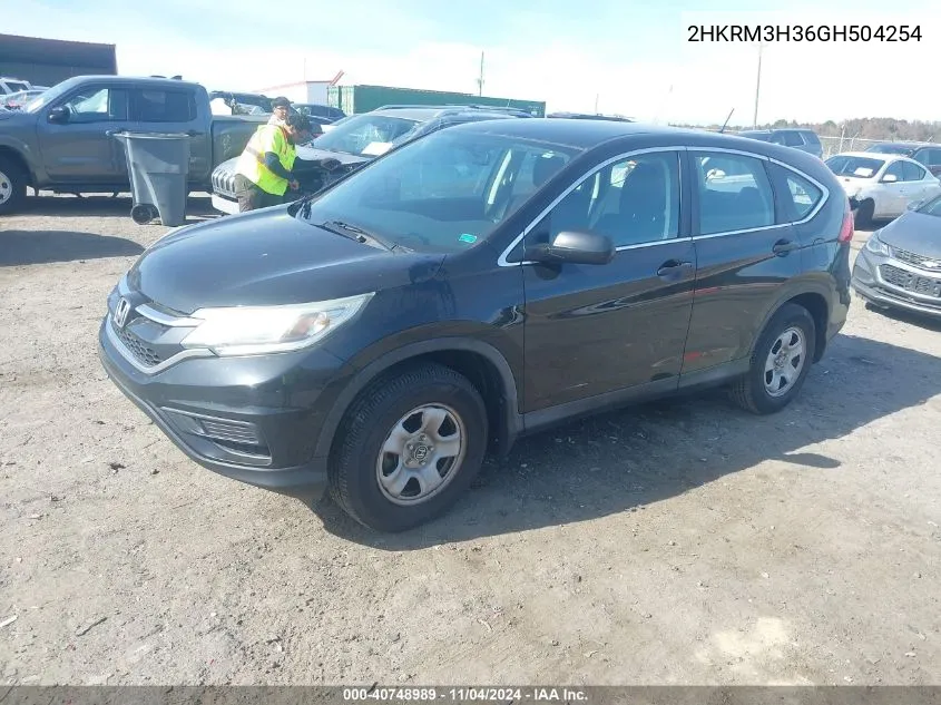 2016 Honda Cr-V Lx VIN: 2HKRM3H36GH504254 Lot: 40748989