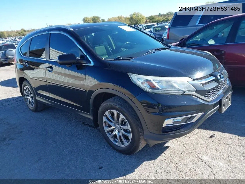 2016 Honda Cr-V Ex-L VIN: 2HKRM3H72GH531485 Lot: 40750900