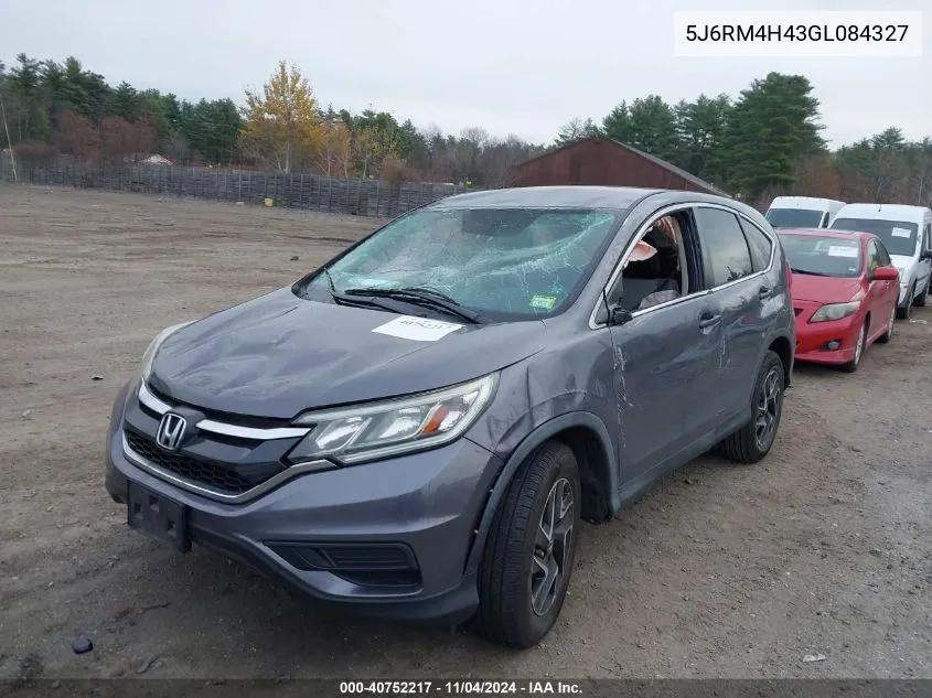 2016 Honda Cr-V Se VIN: 5J6RM4H43GL084327 Lot: 40752217