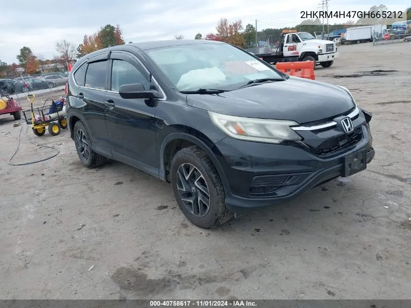 2016 Honda Cr-V Se VIN: 2HKRM4H47GH665212 Lot: 40758617