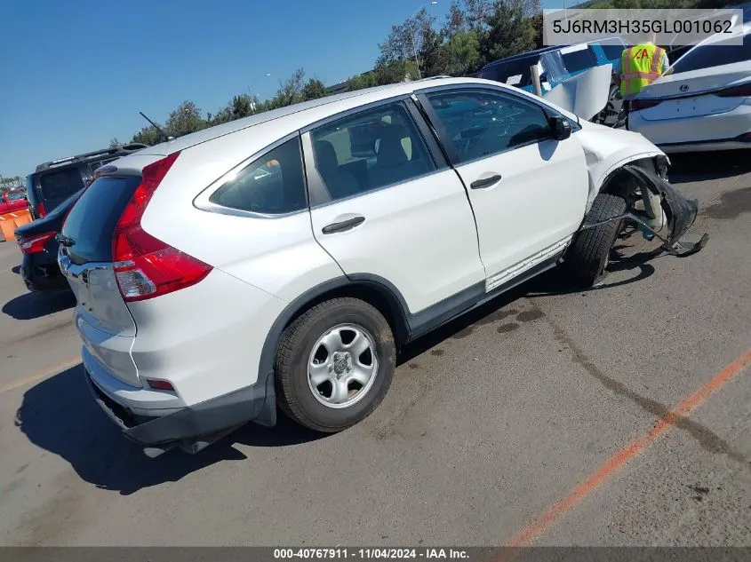 2016 Honda Cr-V Lx VIN: 5J6RM3H35GL001062 Lot: 40767911