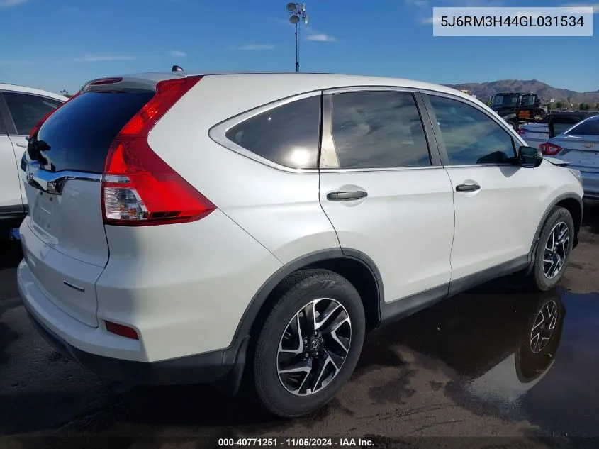 2016 Honda Cr-V Se VIN: 5J6RM3H44GL031534 Lot: 40771251