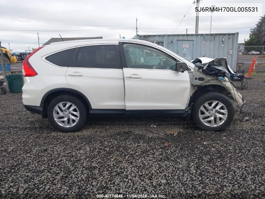 2016 Honda Cr-V Ex-L VIN: 5J6RM4H70GL005531 Lot: 40774646