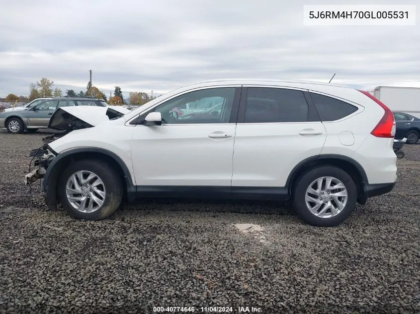 2016 Honda Cr-V Ex-L VIN: 5J6RM4H70GL005531 Lot: 40774646