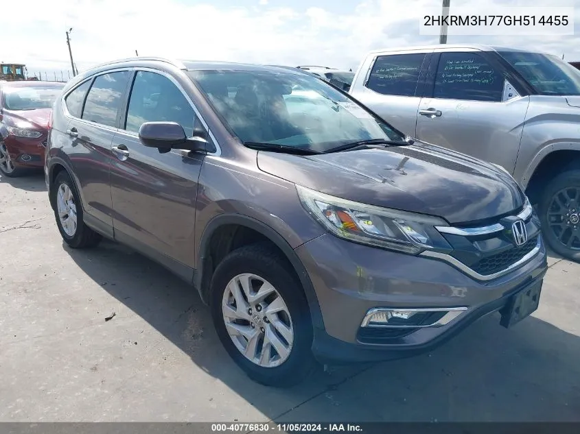 2016 Honda Cr-V Ex-L VIN: 2HKRM3H77GH514455 Lot: 40776830