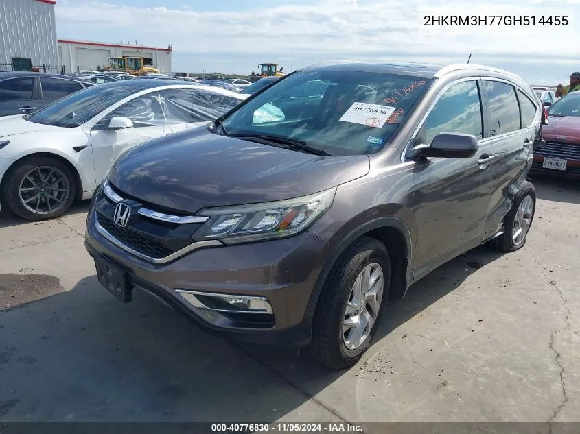 2016 Honda Cr-V Ex-L VIN: 2HKRM3H77GH514455 Lot: 40776830