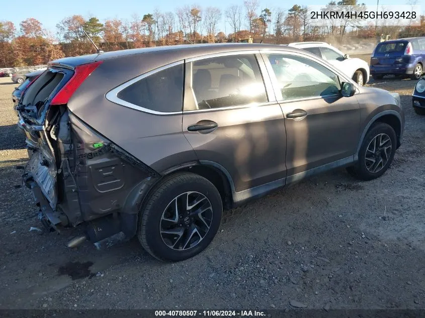 2016 Honda Cr-V Se VIN: 2HKRM4H45GH693428 Lot: 40780507