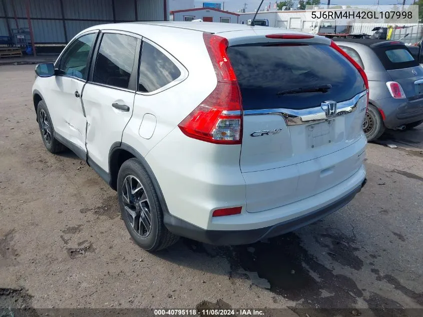 2016 Honda Cr-V Se VIN: 5J6RM4H42GL107998 Lot: 40795118