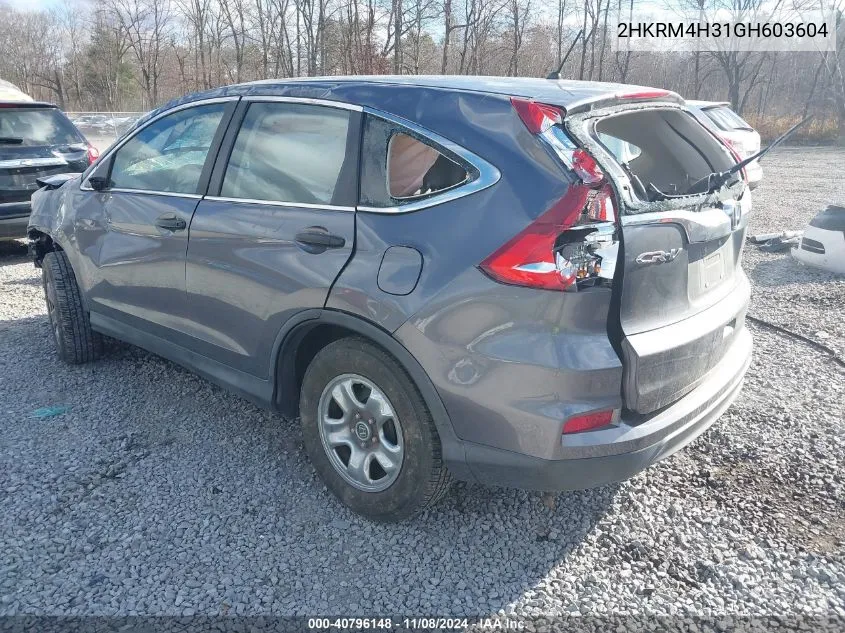 2016 Honda Cr-V Lx VIN: 2HKRM4H31GH603604 Lot: 40796148