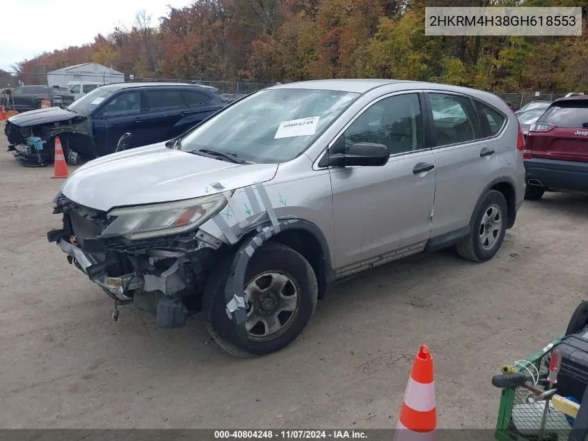 2016 Honda Cr-V Lx VIN: 2HKRM4H38GH618553 Lot: 40804248