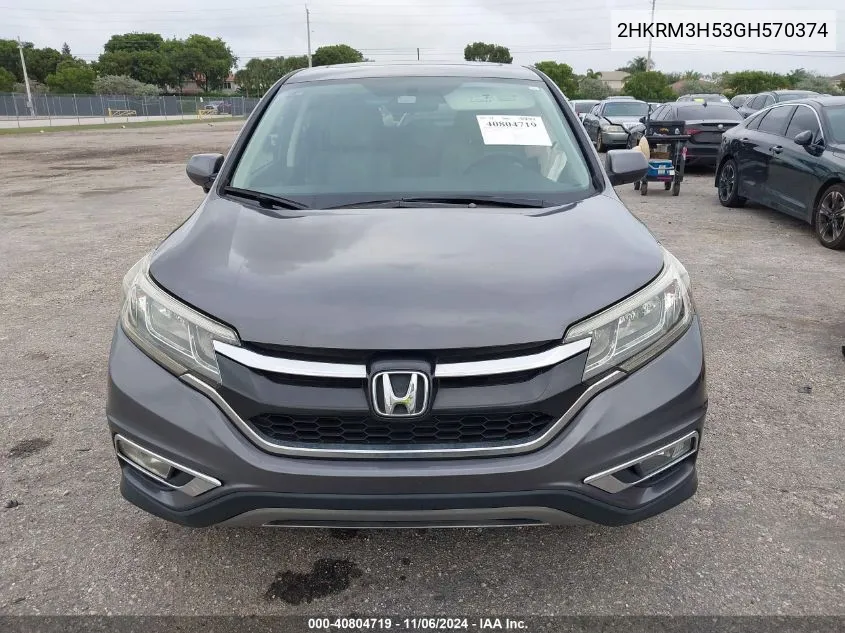 2016 Honda Cr-V Ex VIN: 2HKRM3H53GH570374 Lot: 40804719