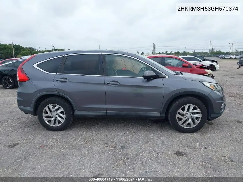 2016 Honda Cr-V Ex VIN: 2HKRM3H53GH570374 Lot: 40804719