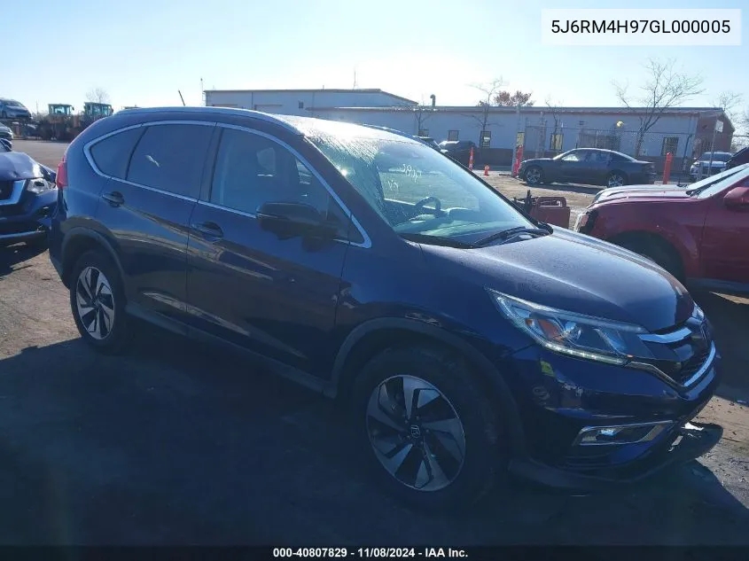 2016 Honda Cr-V Touring VIN: 5J6RM4H97GL000005 Lot: 40807829