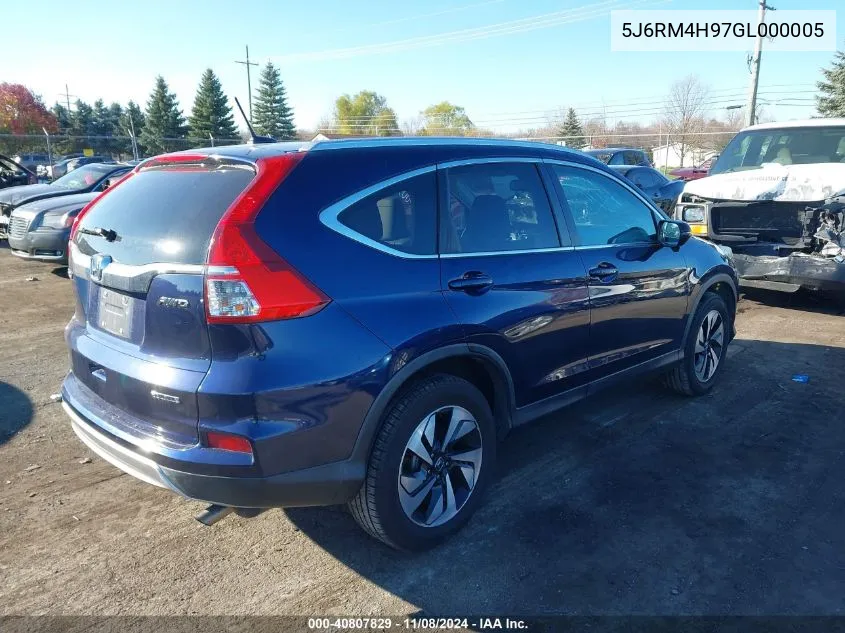 2016 Honda Cr-V Touring VIN: 5J6RM4H97GL000005 Lot: 40807829