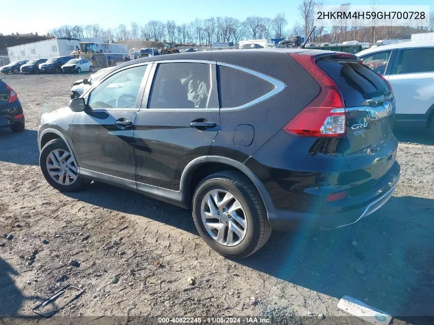 2016 Honda Cr-V Ex VIN: 2HKRM4H59GH700728 Lot: 40822248