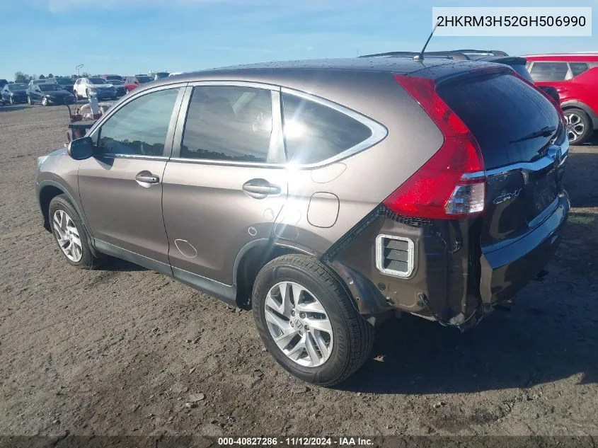 2016 Honda Cr-V Ex VIN: 2HKRM3H52GH506990 Lot: 40827286