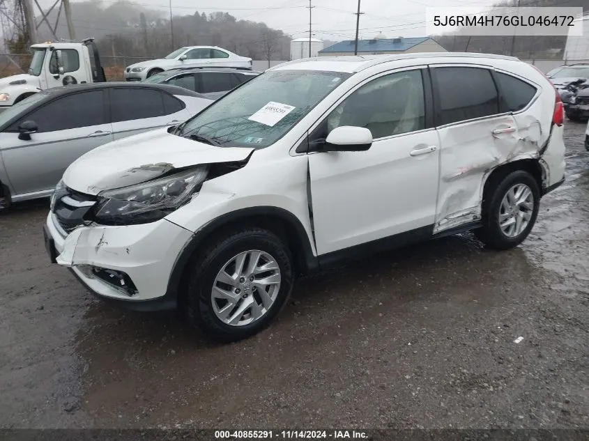 2016 Honda Cr-V Ex-L VIN: 5J6RM4H76GL046472 Lot: 40855291