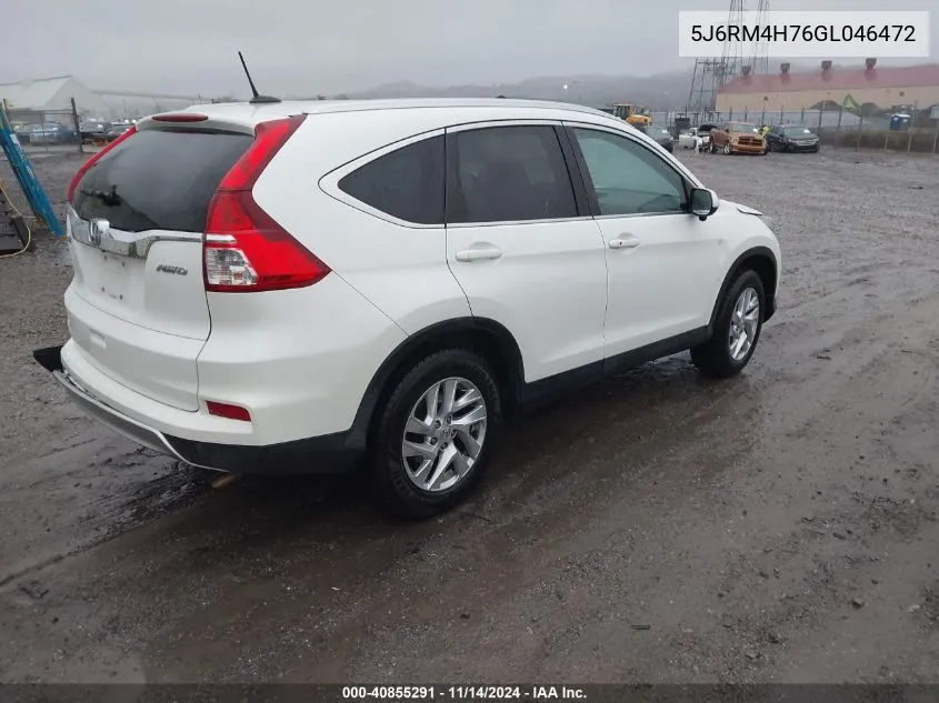 2016 Honda Cr-V Ex-L VIN: 5J6RM4H76GL046472 Lot: 40855291