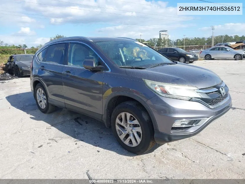 2016 Honda Cr-V Ex-L VIN: 2HKRM3H74GH536512 Lot: 40855923