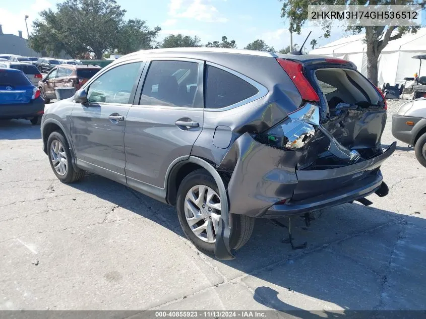 2016 Honda Cr-V Ex-L VIN: 2HKRM3H74GH536512 Lot: 40855923