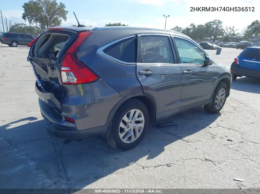 2016 Honda Cr-V Ex-L VIN: 2HKRM3H74GH536512 Lot: 40855923