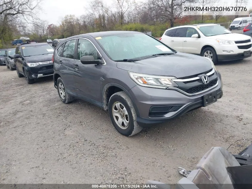 2016 Honda Cr-V Lx VIN: 2HKRM4H32GH670776 Lot: 40875205