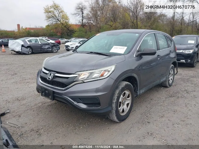 2016 Honda Cr-V Lx VIN: 2HKRM4H32GH670776 Lot: 40875205