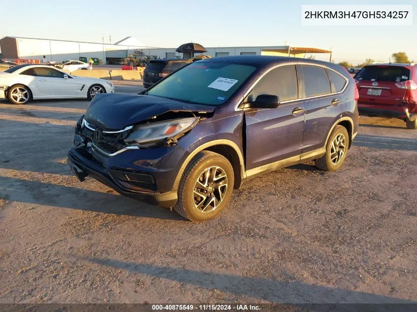 2016 Honda Cr-V Se VIN: 2HKRM3H47GH534257 Lot: 40875549