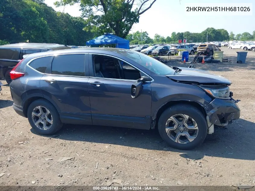 2017 Honda Cr-V Ex VIN: 2HKRW2H51HH681026 Lot: 39626743