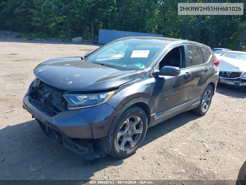 2017 Honda Cr-V Ex VIN: 2HKRW2H51HH681026 Lot: 39626743