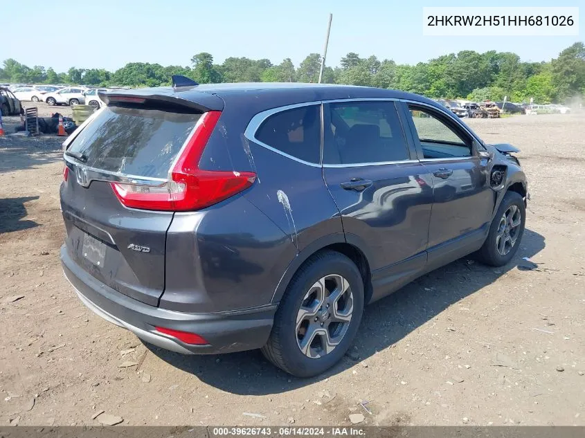 2017 Honda Cr-V Ex VIN: 2HKRW2H51HH681026 Lot: 39626743