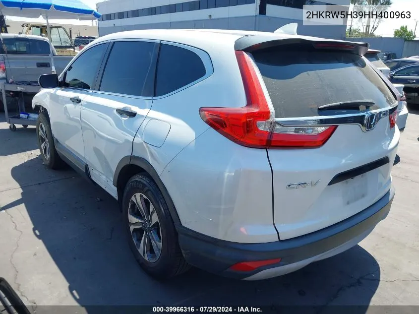 2017 Honda Cr-V Lx VIN: 2HKRW5H39HH400963 Lot: 39966316