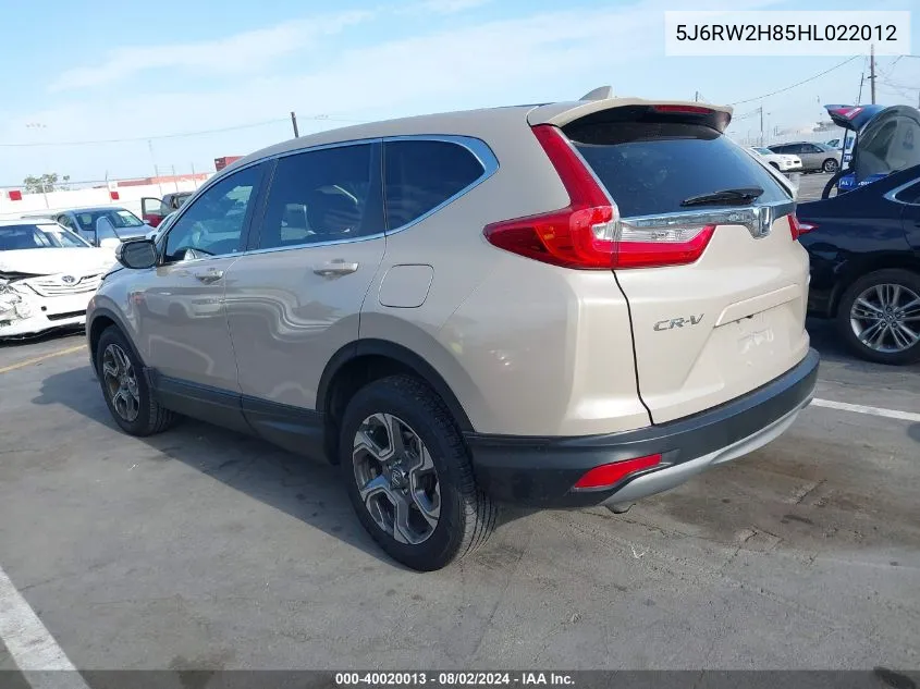 2017 Honda Cr-V Ex-L/Ex-L Navi VIN: 5J6RW2H85HL022012 Lot: 40020013